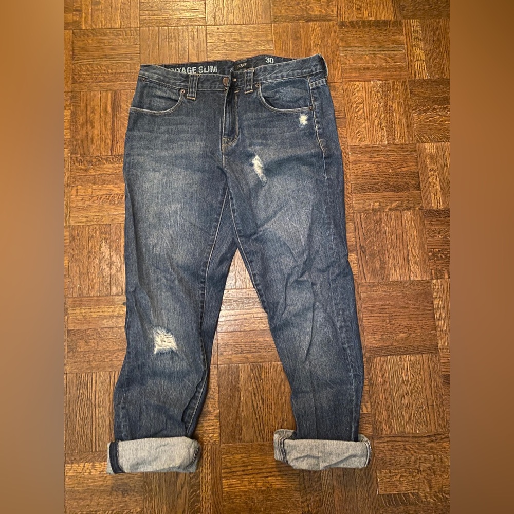 J Crew Women Boyfriend Vintage Slim Striaght Relaxed Blue Jeans Denim Pants Cut